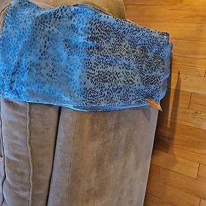 Pamela Matteai Aqua Blue Spotted Silk Scarf NWT